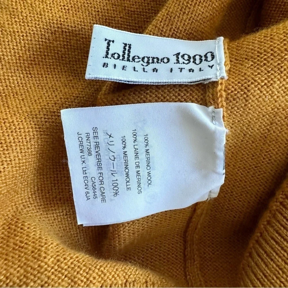 J. CREW ITALIAN TOLLEGNO MERINO WOOL V-NECK YELLOW SWEATER SIZE SMALL